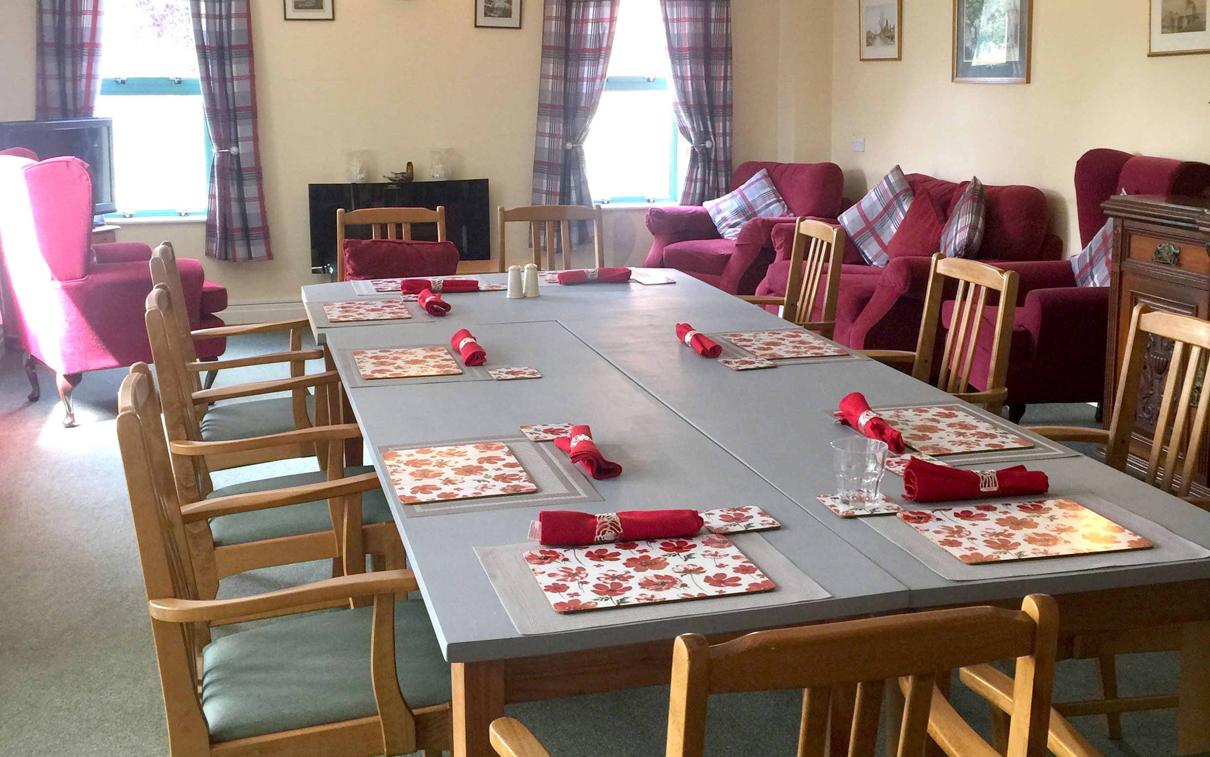 The dining room set for lunch